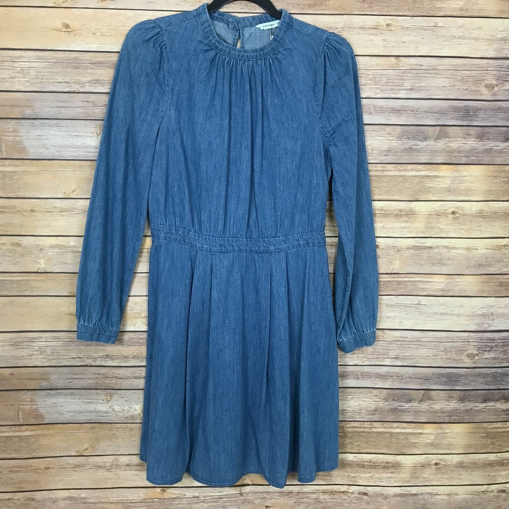 & Other Stories Dress Womens 8 Blue Chambray Shirt‎ Long Sleeve Crew Neck Cotton